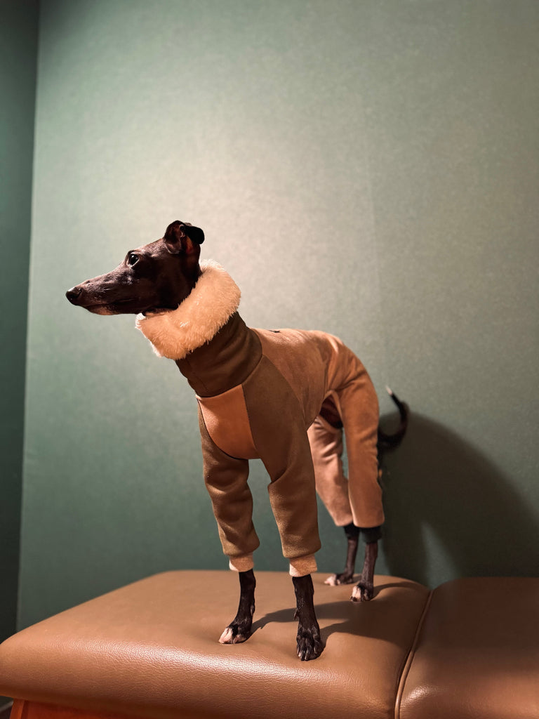 "Sumer" Suede Knit SuperHeat Rompers-BROWN&KHAKI