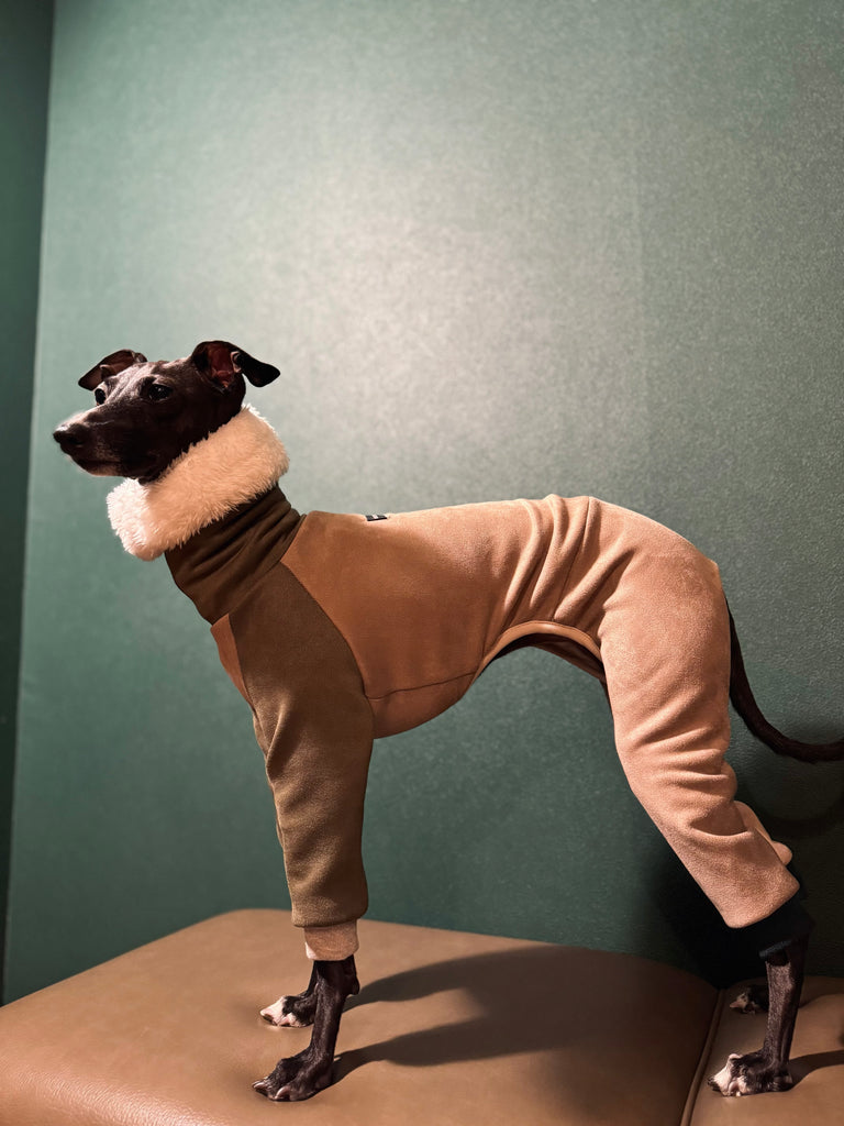 "Sumer" Suede Knit SuperHeat Rompers-BROWN&KHAKI