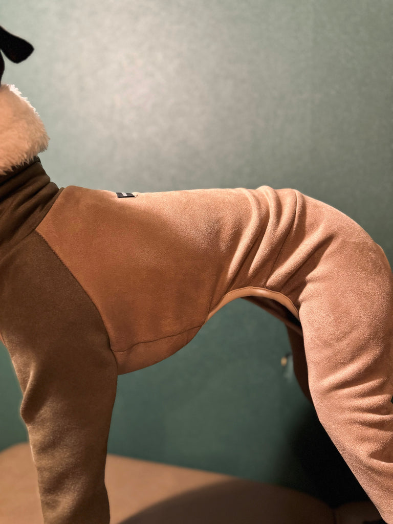 "Sumer" Suede Knit SuperHeat Rompers-BROWN&KHAKI