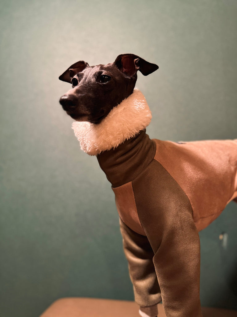 "Sumer" Suede Knit SuperHeat Rompers-BROWN&KHAKI