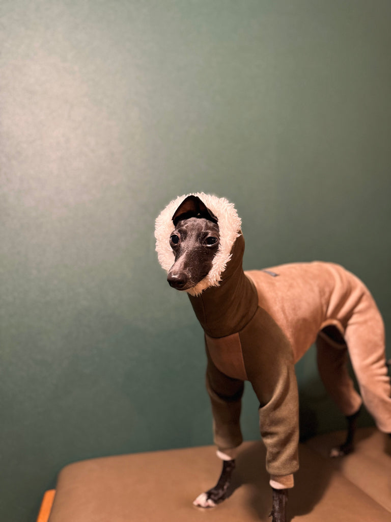 "Sumer" Suede Knit SuperHeat Rompers-BROWN&KHAKI