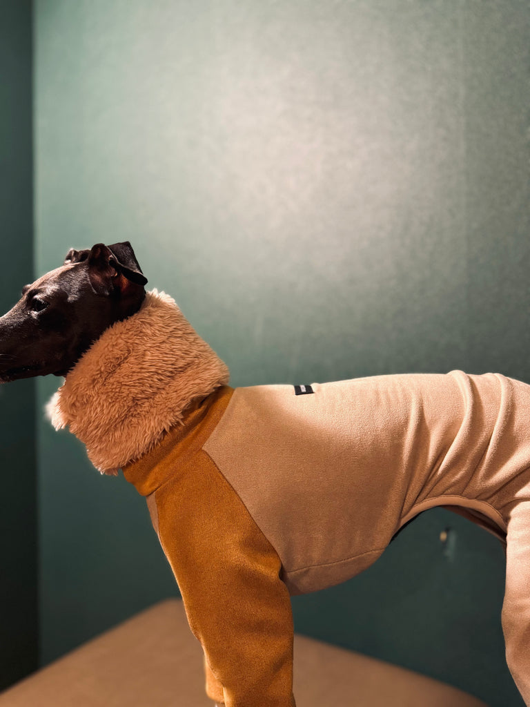 "Sumer" Suede knit SuperHeat Rompers-BEIGE&MUSTARD