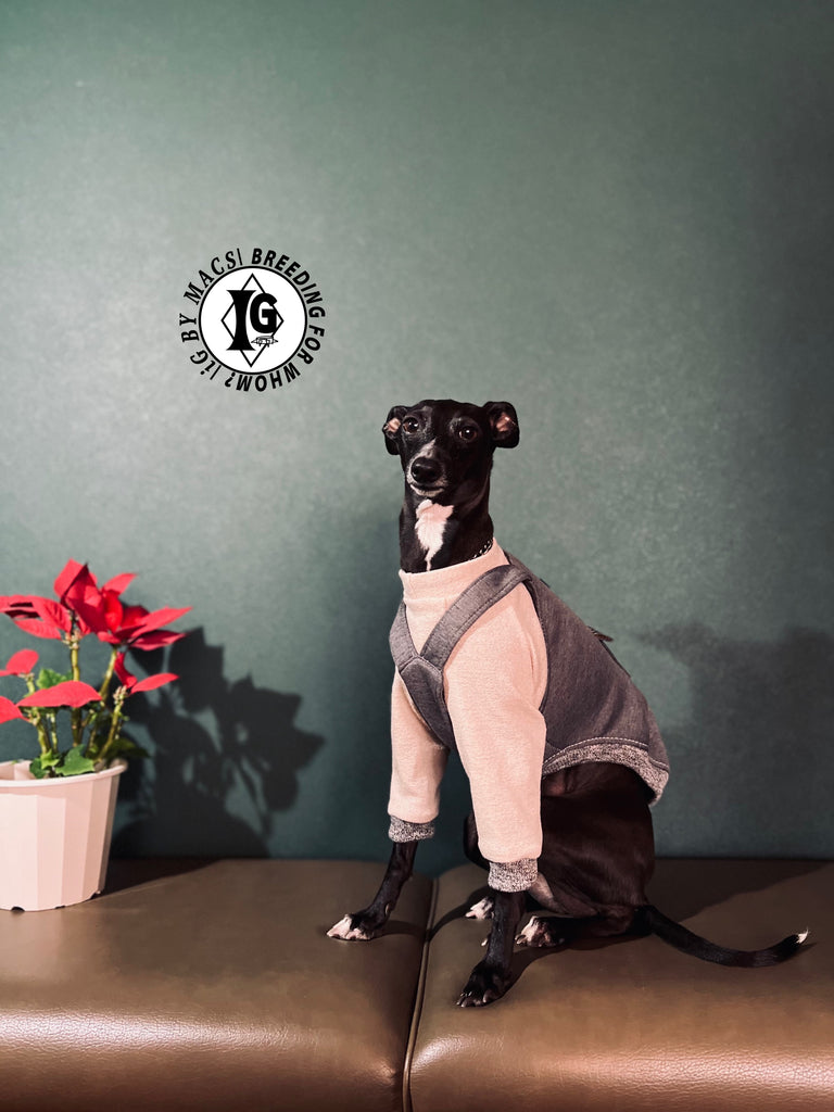 "The Night Blossom" Overall layered Pullover Dusty pink/Grey Color