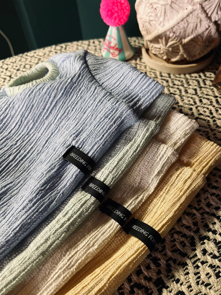 "HYGGE2"リンクルワープ Knit No-Sleeve White Color