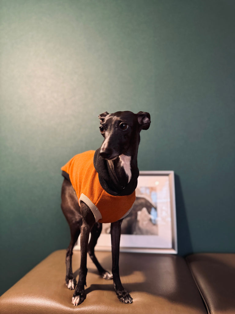 "HYGGE" Milano Knit Long Vest No-Sleeve -Orange Color