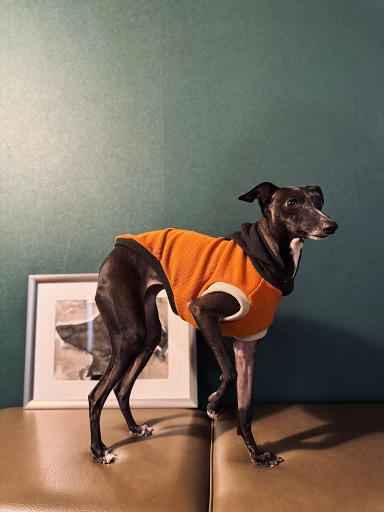 "HYGGE" Milano Knit Long Vest No-Sleeve -Orange Color