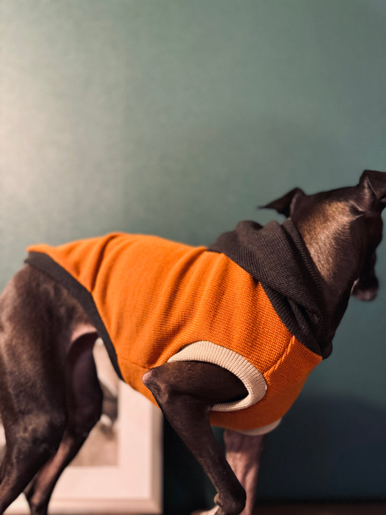 "HYGGE" Milano Knit Long Vest No-Sleeve -Orange Color