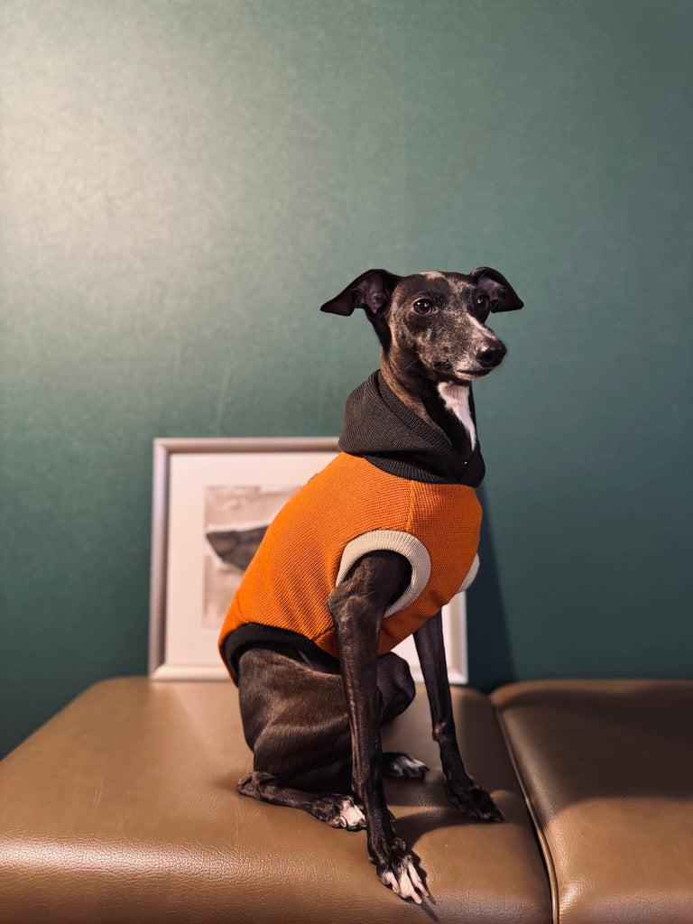 "HYGGE" Milano Knit Long Vest No-Sleeve -Orange Color