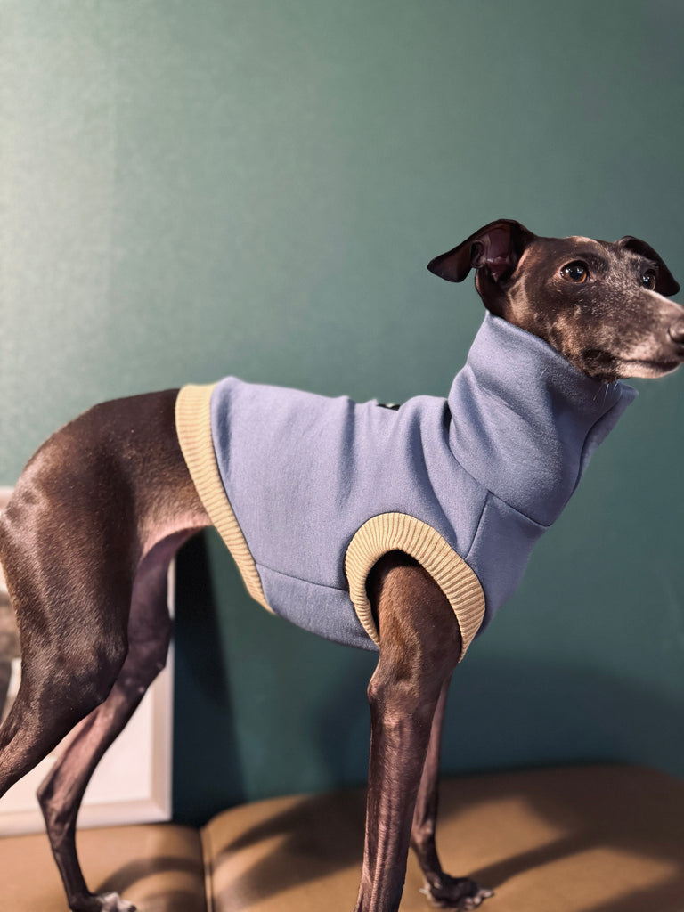 "HYGGE" Bonding Knit Short Vest No-sleeve -Blue Color