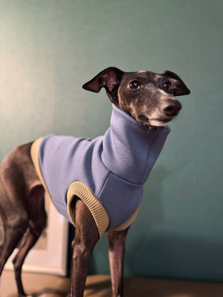 "HYGGE" Bonding Knit Short Vest No-sleeve -Blue Color