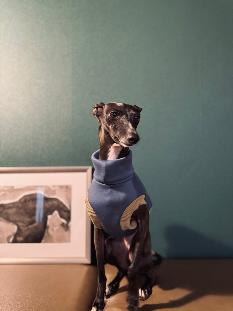 "HYGGE" Bonding Knit Short Vest No-sleeve -Blue Color