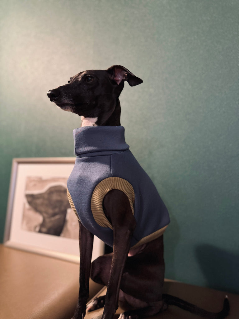 "HYGGE" Bonding Knit Short Vest No-sleeve -Blue Color