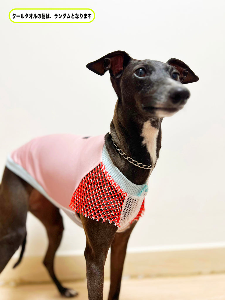 【ロング丈】Cool No-sleeve & towel 【pink & red】