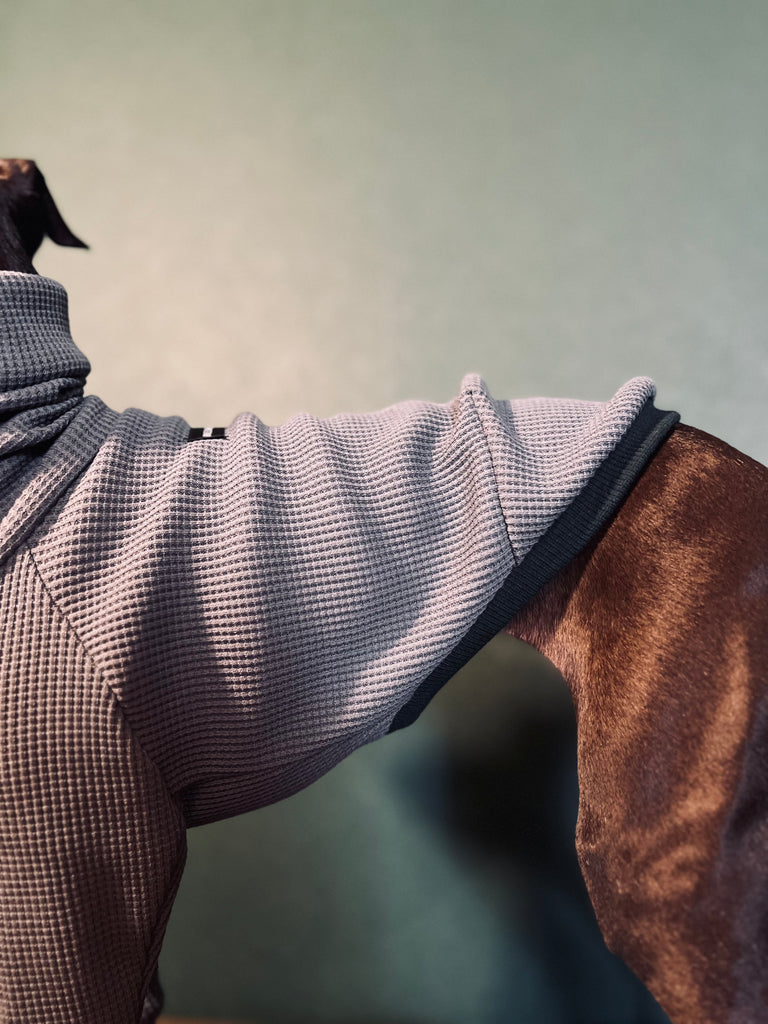 "Amore mio" Waffle pullover Bluegrey body color