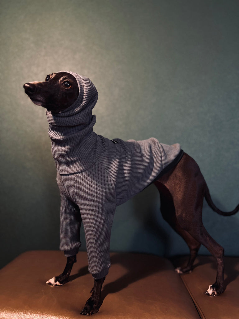 "Amore mio" Waffle pullover Bluegrey body color