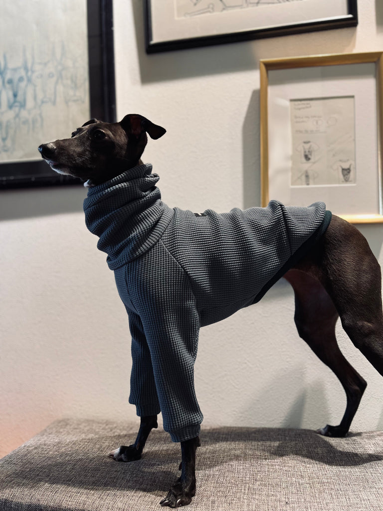 "Amore mio" Waffle pullover Bluegrey body color