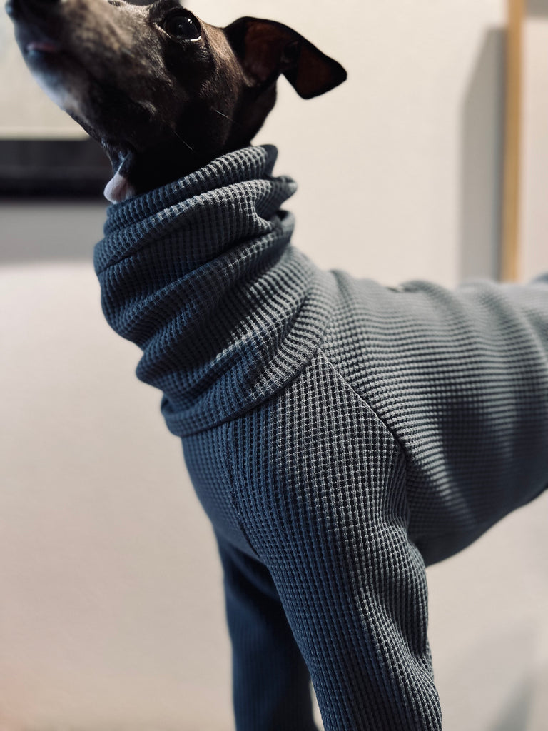 "Amore mio" Waffle pullover Bluegrey body color