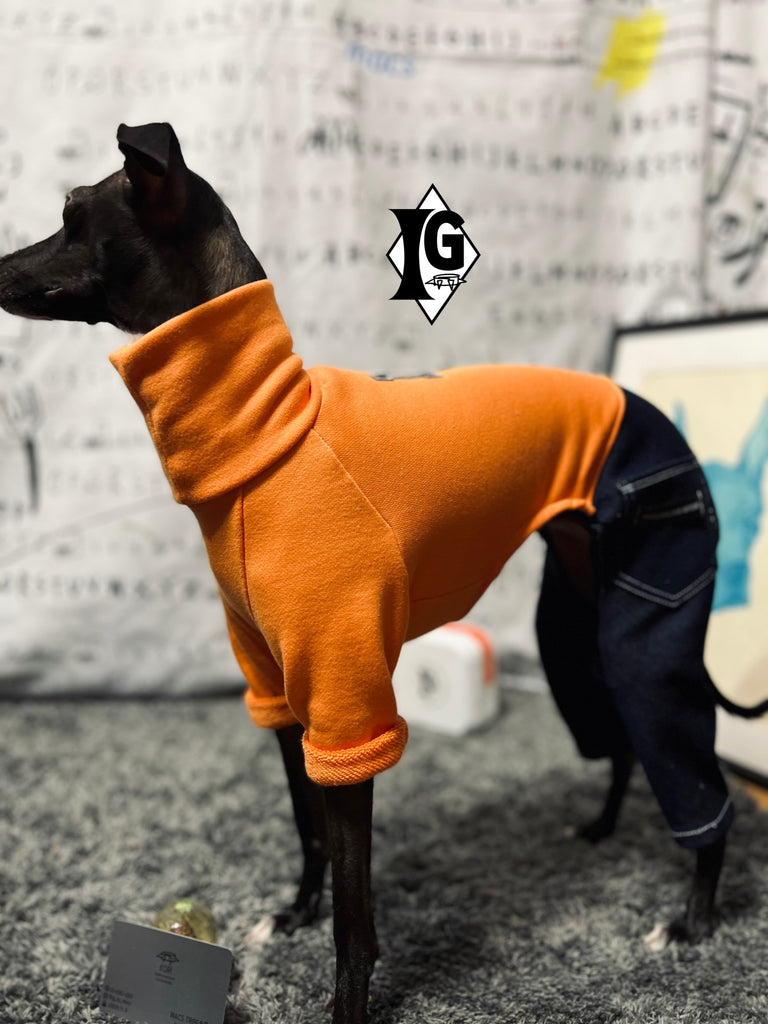 "I'm so picky" Denim pants Pullover- ORANGE