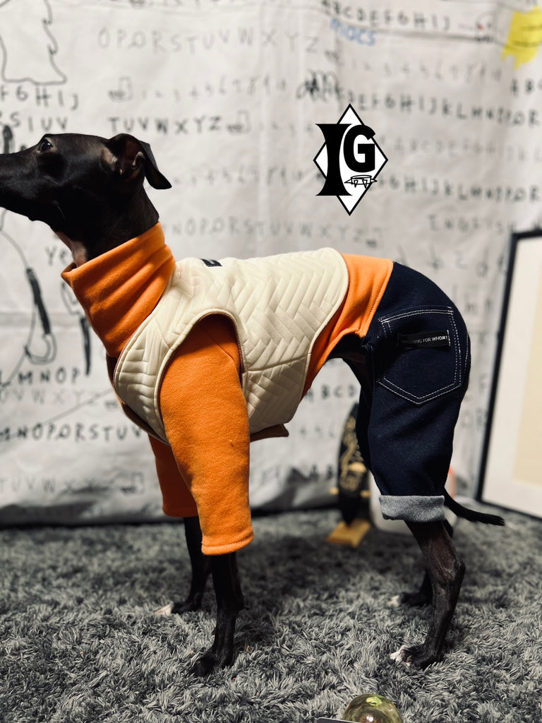 "I'm so picky" Denim pants Pullover- ORANGE