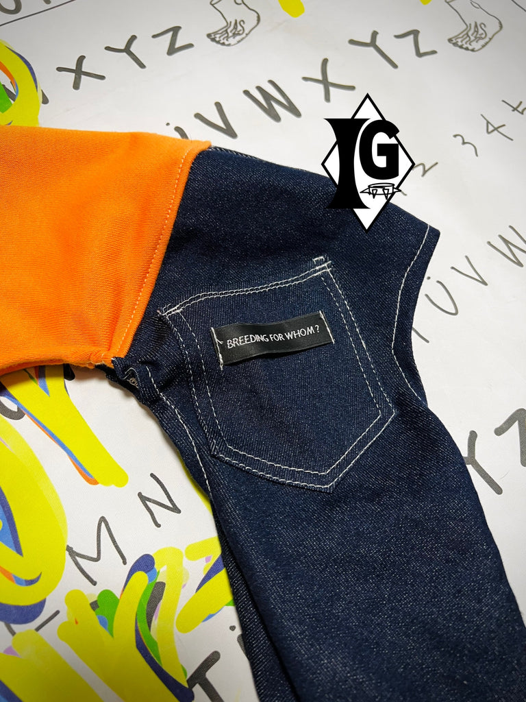 "I'm so picky" Denim pants Pullover- ORANGE