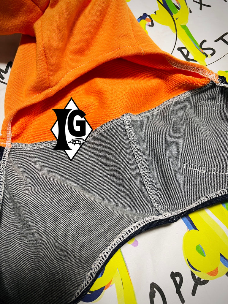 "I'm so picky" Denim pants Pullover- ORANGE