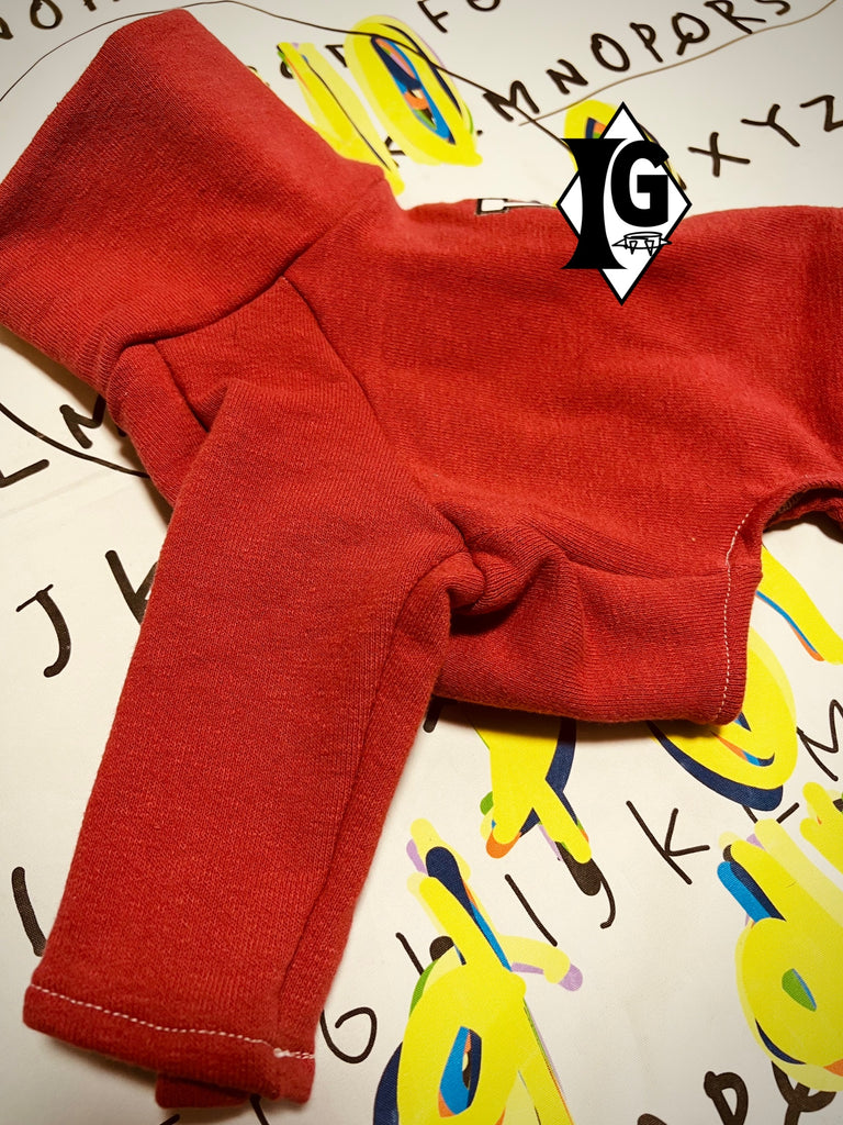 ”I'm so picky" Denim pants Pullover-RED