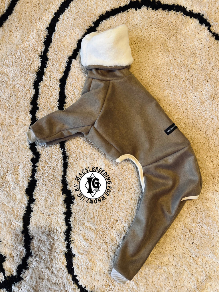 “Stand-by(BFW?)” Suede Rompers-LIGHT BROWN