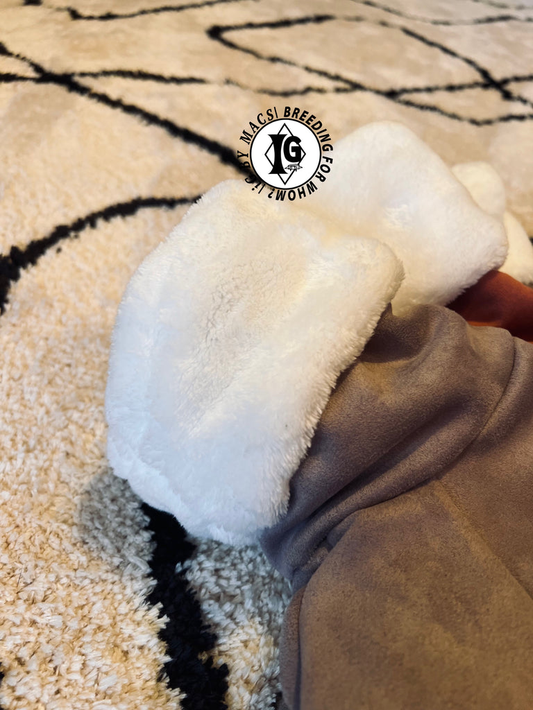 “Stand-by(BFW?)” Suede Rompers-LIGHT BROWN