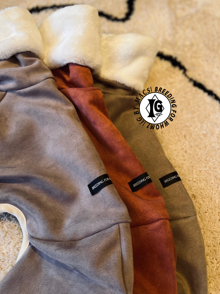 “Stand-by(BFW?)” Suede Rompers-LIGHT BROWN