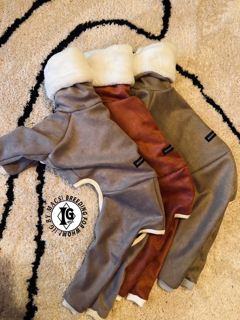 “Stand-by(BFW?)” Suede Rompers-LIGHT BROWN