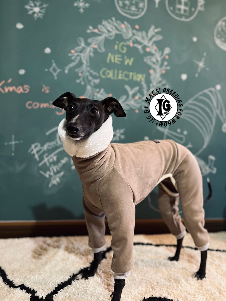 “Stand-by(BFW?)” Suede Rompers-LIGHT BROWN