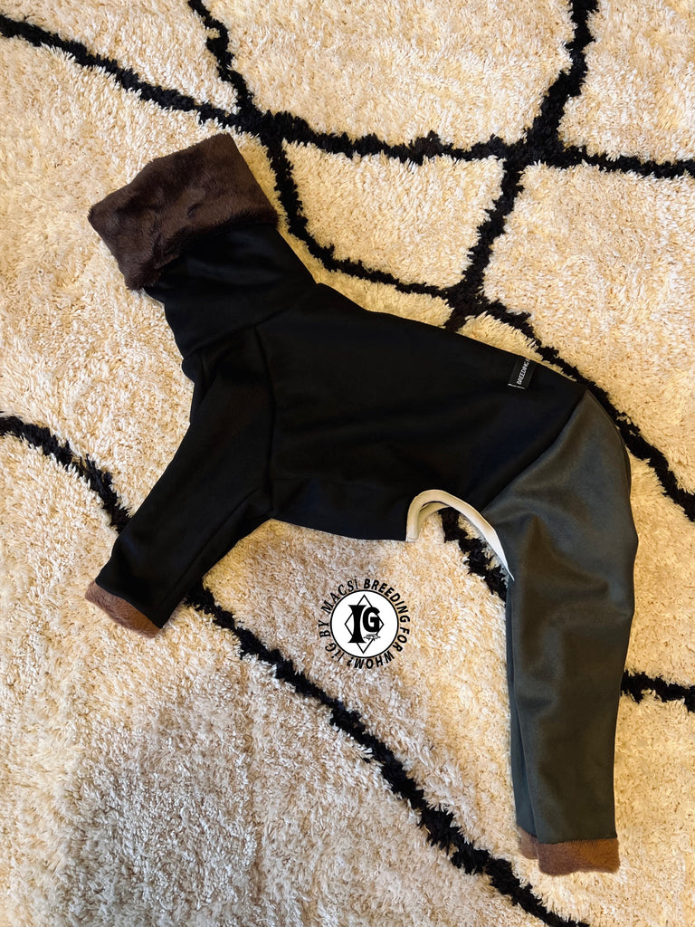 ”Stand-by(BFW?)” Suede Rompers high warm-BLACK
