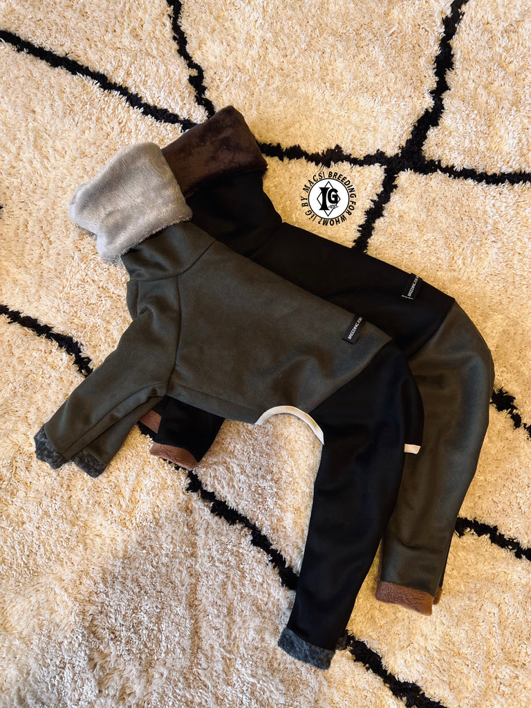 ”Stand-by(BFW?)” Suede Rompers high warm-BLACK