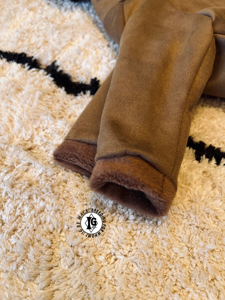 ”Stand-by(BFW?)” Suede Rompers high warm-BROWN