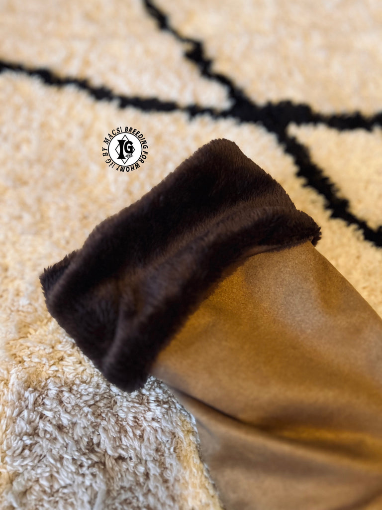 ”Stand-by(BFW?)” Suede Rompers high warm-BROWN