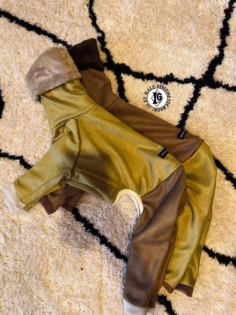 ”Stand-by(BFW?)” Suede Rompers high warm-BROWN