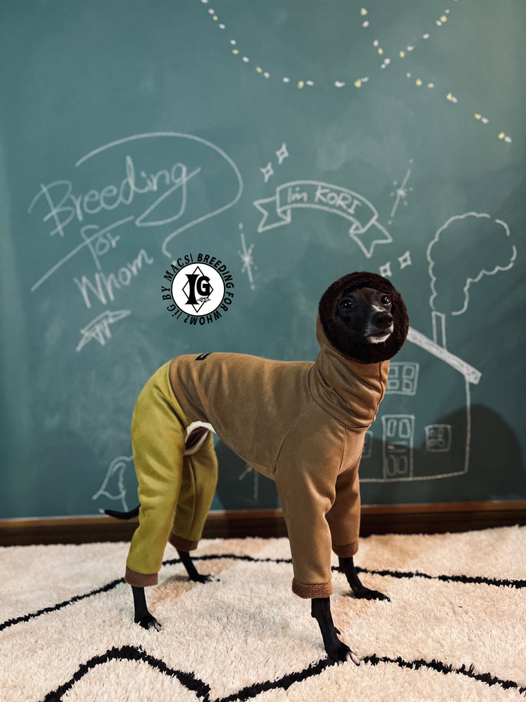 ”Stand-by(BFW?)” Suede Rompers high warm-BROWN