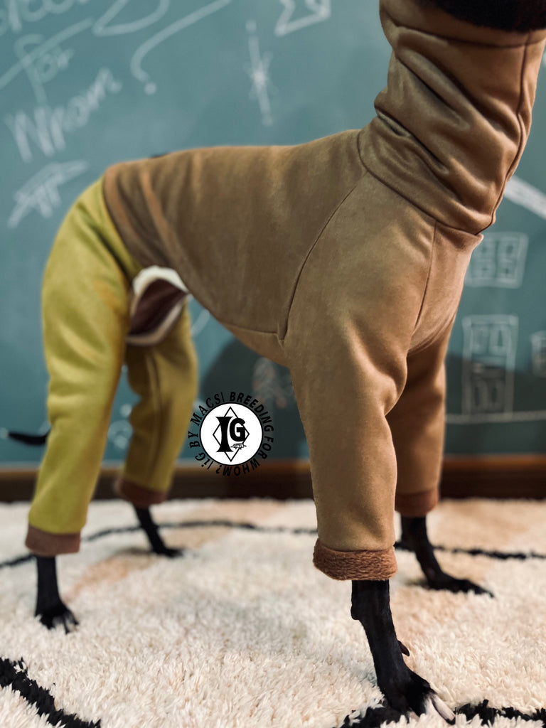 ”Stand-by(BFW?)” Suede Rompers high warm-BROWN