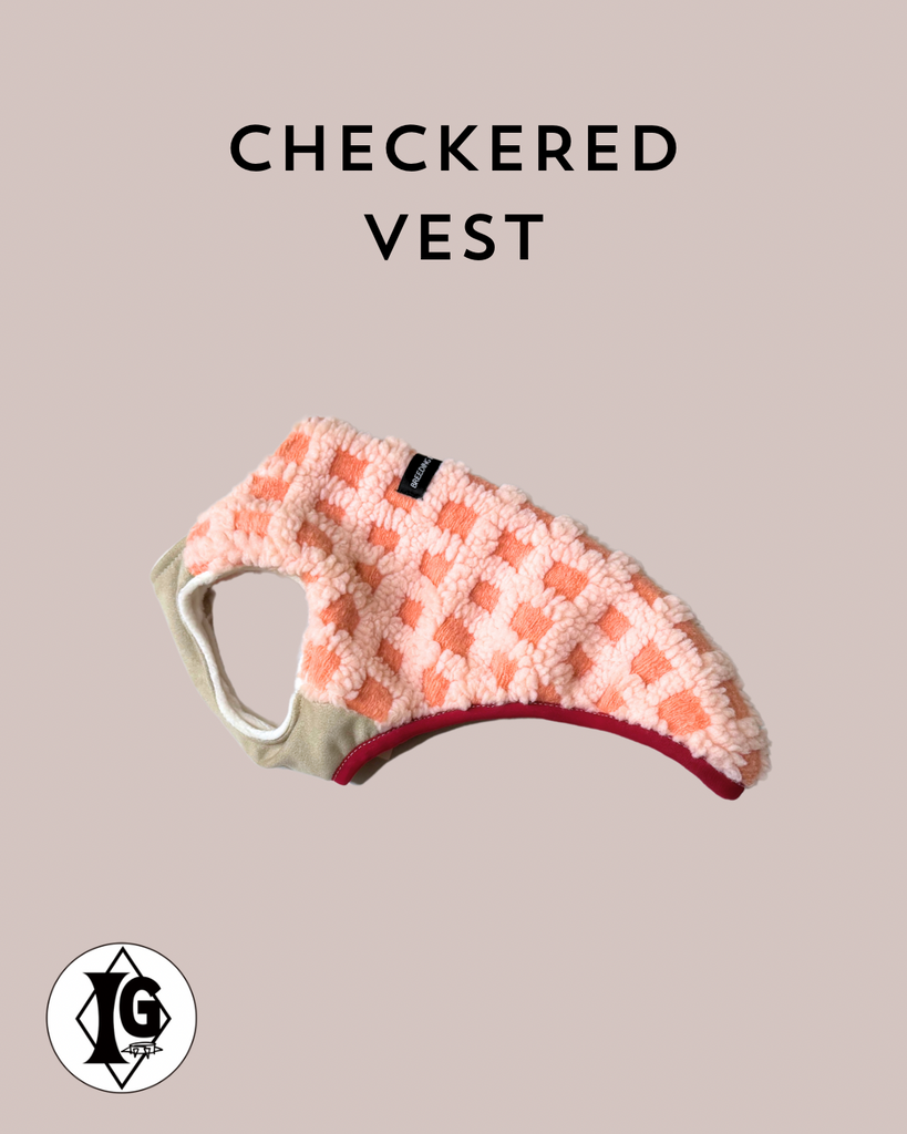 “Encyclopedia of Life” CHECKERED VEST-pink-【フードなし】