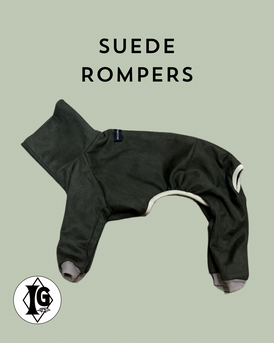 Suede knit Rompers-khaki