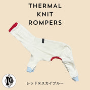 "Dear..."Thermal Knit Rompers red×blue