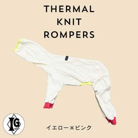 "Dear..."Thermal Knit Rompers yellow×pink