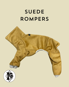 Suede knit Rompers-mustard